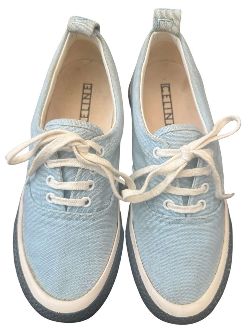 Celine Canvas 180° Low Top Sneakers Light Blue Lace-Up Size 40 (US M7, W9) - Picture 11 of 12